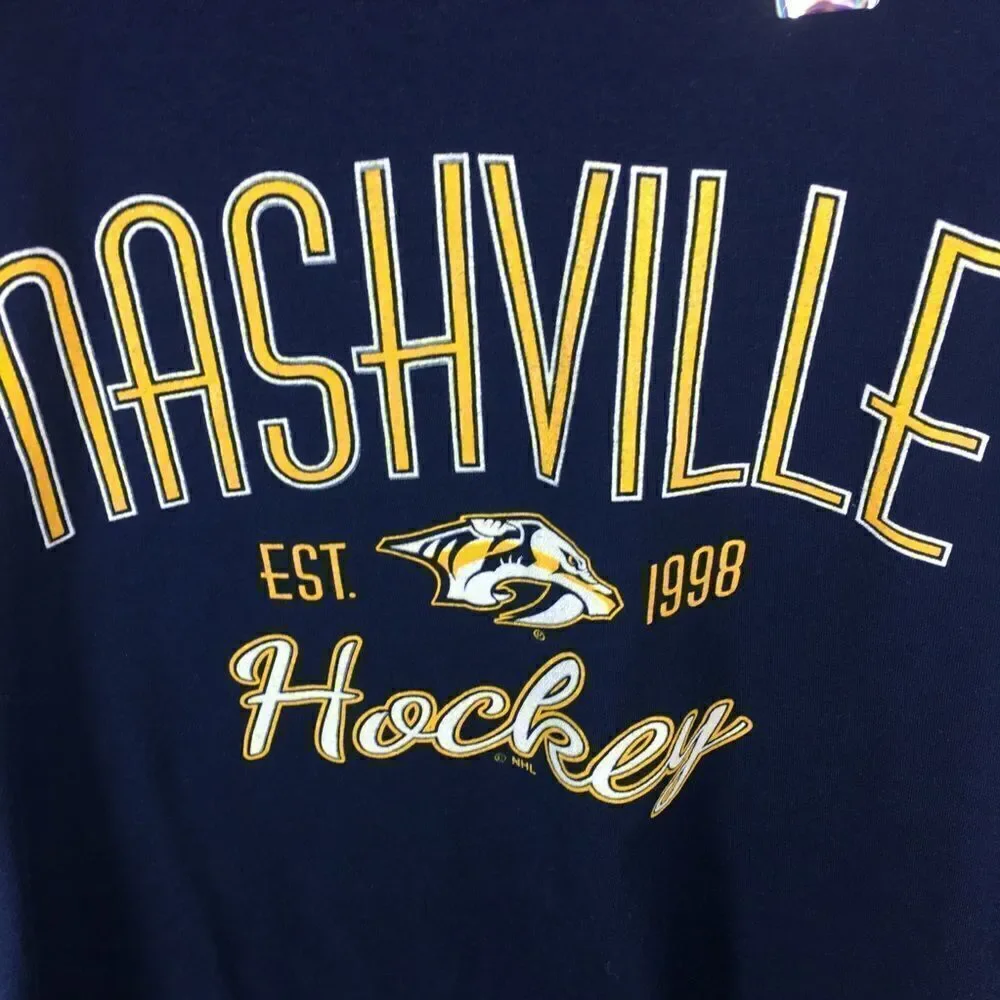 NASHVILLE PREDATORS Hockey T Shirt Size Medium V Neck Est 1998 - Picture 2 of 5